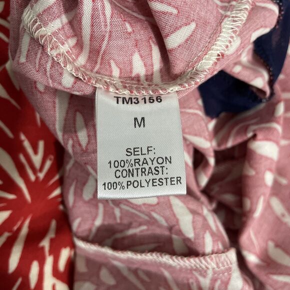 THML Women’s Red Dress Size M – Blue Trim, Short Sleeve, Casual Shift, NWT - Picture 10 of 13